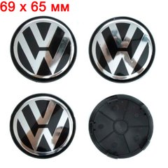 Купити Ковпачки на литі диски Volkswagen 69 / 65 мм Чорні 4 шт 60433 Ковпачки на титани