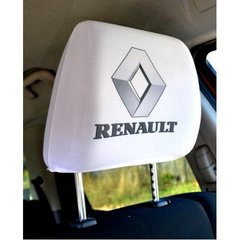 Купити Чохли для підголівників Універсальні Renault Білі Кольоровий логотип 2 шт 26319 Чохли на підголовники