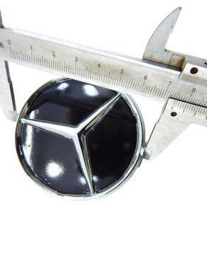 Купити Ковпаки коліс Mercedes Чорна з Хромом d=75мм (4 шт) (ковпачки, заглушки диска) 90133 Ковпачки на титани