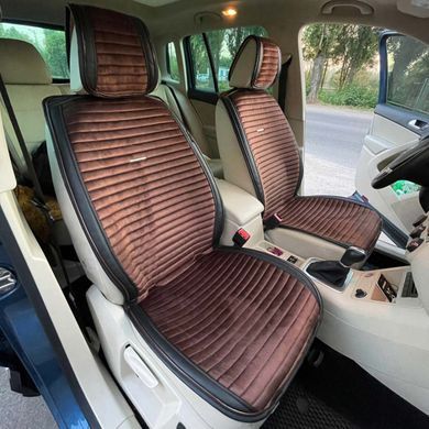 Купити Накидка на передні сидіння Алькантара Napoli Premium Коричневі 1 шт 65612 Накидки для сидінь Premium (Алькантара)