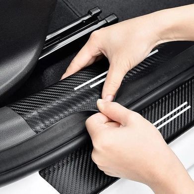 Купити Захисна плівка накладка на пороги для BMW Чорний Карбон 4 шт 42641 Захисна плівка для порогів та ручок