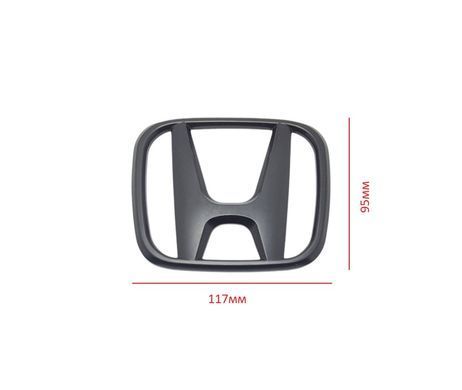 Купити Емблема решітки задня для Honda матова Чорна 117х95 мм Пластик (на скотчі та 2 вусики по центру) (Завод) 88369 Емблеми на іномарки