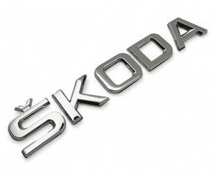 Купить Эмблема надпись Skoda Хром 22х153 мм на скотче ЭМ 17903 88496 Эмблема надпись на иномарки