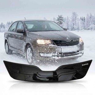 Купить Зимняя накладка на решетку радиатора для Skoda Rapid 2013-2019 Voron glass (WS10913) 100593 Зимние накладки на решетку радиатора