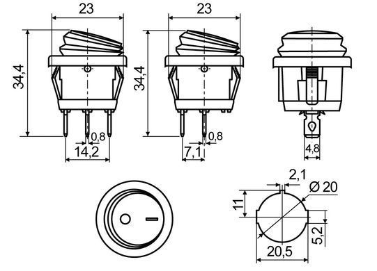 Купити LED Кнопка Перемикач клавішний Кругла 12V ON-OFF 34x23 мм Герметична (Зелене Підсвічування) №118 65957 Кнопки - Тумблери - Клавіші