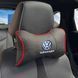 Купити Подушка на підголівник з логотипом Volkswagen Екошкіра 3D Кольоровий лого Чорна-Червоний кант 1 шт 91562 Подушки на підголовник - під шию