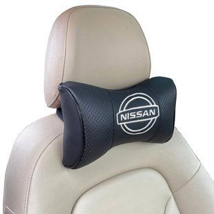 Купити Подушка на підголовник з логотипом Nissan екошкіра Чорна 1 шт 8288 Подушки на підголовник - під шию