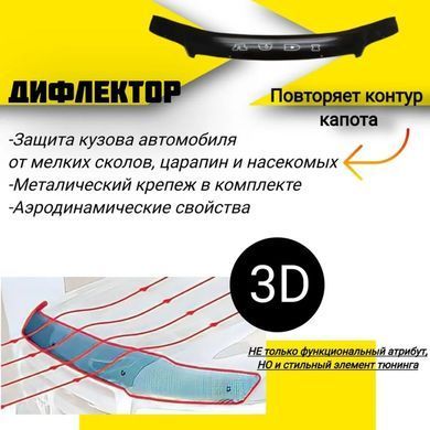 Купити Дефлектор капоту мухобійка для Audi A6 (С5) 1997-2004 Євро Кріплення (Vip Tuning) AD11 7088 Дефлектори капота Audi