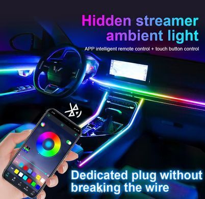 Купить LED Подсветка Салона неоновая RGB Ambient light 12V Bluetooth (Набор 14 в 1) 91113 Подсветки - Стопы внутрисалонные