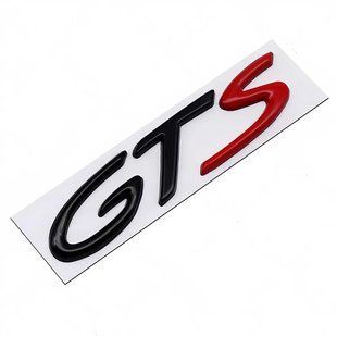 Купить Эмблема надпись GTS для Porsche черная красный 105х25 мм металл (на скотче) 94681 Эмблема надпись на иномарки