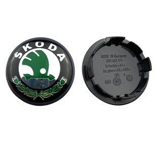 Купить Колпак колеса Skoda зеленый логотип 65 мм пластик 1 шт OEM 3B7601171 (колпачок, заглушка диска) 94784 Колпачки на титаны