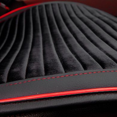Купити Накидки на передні сидіння Алькантара Napoli Premium Чорні Червоний кант 2 шт 32545 Накидки для сидінь Premium (Алькантара)