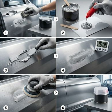 Купить Шпатлевка с стекловолокном Polfill 1000 гр с отвердителем (43115) 101353 Краски аэрозольные