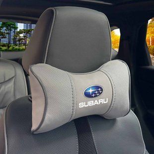 Купити Подушка на підголівник з логотипом Subaru Екошкіра 3D Кольоровий лого Сірі-Сірий кант 1 шт 91611 Подушки на підголовник - під шию