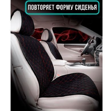 Купить Накидки для сидений Алькантара Verona Premium L Черные-Красная Нить (Оригинал) 86539 Накидки для сидений Premium (Алькантара)