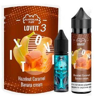 Купити Piдина Самозаміс Flavorlab Love IT 60ml 3мг (органіка) Hazelnut Caramel Banana Cream Орехово Карамельная Паста Банан 79816 Рідини FL