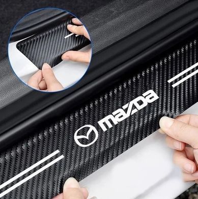 Купить Защитная пленка накладка на пороги для Mazda Черный Карбон 4 шт 42647 Защитная пленка для порогов и ручек