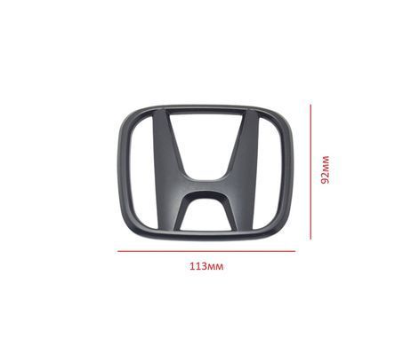 Купити Емблема решітки задня для Honda матова Чорна 113х92 мм Пластик (на скотчі та 2 вусики по центру) (Завод) 88558 Емблеми на іномарки