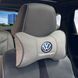Купити Подушка на підголівник з логотипом Volkswagen Екошкіра 3D Кольоровий лого Сіра-Сірий кант 1 шт 91567 Подушки на підголовник - під шию
