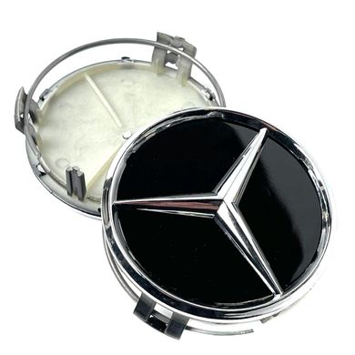 Купить Колпачки на титаны Mercedes-Benz 75 x 70 мм обемный логотип Черные 4 шт 60484 Колпачки на титаны