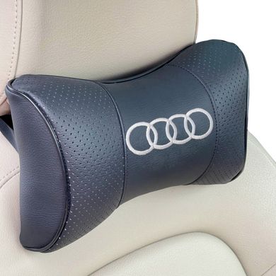 Купити Подушка на підголівник з логотипом Audi екошкіра Чорна 1 шт 8327 Подушки на підголовник - під шию