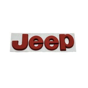 Купити Емблема напис Jeep 134&times;40мм Червона метал (на скотчі) 90478 Емблема напис на іномарки