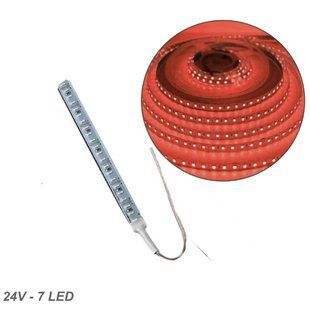 Купити Стрічка діодна алюміній 24V - 8 см - 1А 7LED - у силіконі ефект суцільної стрічки Червоне світло (5630) 95066 Світлодіодні стрічки