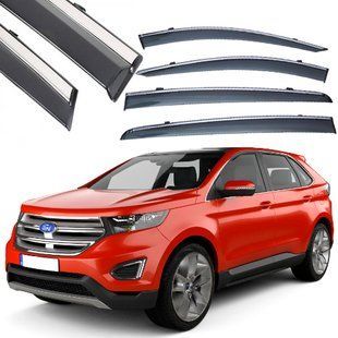 Купити Дефлектори вікон вітровики Benke для Ford Edge 2014-2018 Хром Молдинг Нержавіюча сталь 3D (BFDEG1523-W/S) 62415 Дефлектори вікон Ford