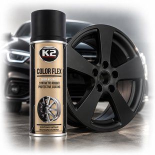 Купить Автокраска для дисков жидкая резина К2 COLOR FLEX 400 мл Черная матовая (L343CM) 102761 Краски аэрозольные