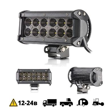 Купити Фара LED Балка Лідер 165x75x55 mm / 36W / 3W * 12 / 10-30V / Далекий (D-36W Black) 40112 Балка LED