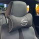 Купити Подушка на підголівник з логотипом Nissan Екошкіра 3D Кольоровий лого Чорна-Сірий кант 1 шт 91671 Подушки на підголовник - під шию