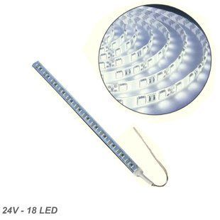 Купити Стрічка діодна алюміній 24V - 25 см - 1А 18LED - у силіконі ефект суцільної стрічки Біле світло (5630) 95067 Світлодіодні стрічки