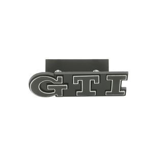 Купити Емблема напис GTI у решітку 91х21мм Чорна+срібляста окантовка метал (на кріпленнях) 90653 Емблема напис на іномарки
