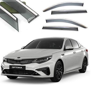 Купить Дефлекторы окон ветровики Benke для Kia Optima K5 JF 2015-2019 Хром Молдинг Нержавейка 3D (BKAK51623-W/S) 32110 Дефлекторы окон KIA