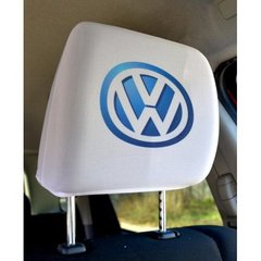 Купити Чохли для підголівників Універсальні Volkswagen Білі Кольоровий логотип 2 шт 26330 Чохли на підголовники