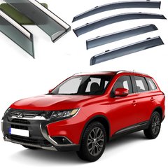 Купити Дефлектори вікон вітровики Benke для Mitsubishi Outlander 2012-2020 Хром Молдинг Із Нержавіючої Сталі 3D (BMTOT1323-W/S) 60163 Дефлектори вікон Mitsubishi