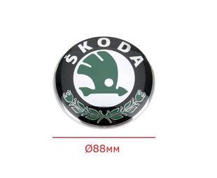 Купить Эмблема Skoda выгнутаяна скотче D88 мм (пр-во Польша) ПХ 172.53 88468 Эмблемы на иномарки