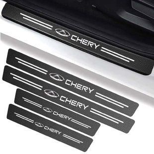 Купить Защитная пленка накладка на пороги для Chery Черный Карбон 4 шт 57445 Защитная пленка для порогов и ручек