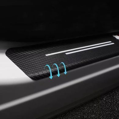 Купити Захисна плівка накладка на пороги для Chery Чорний Карбон 4 шт 57445 Захисна плівка для порогів та ручок