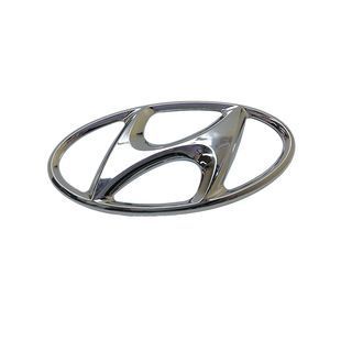 Купити Емблема Hyundai 145х72 мм (2 напрямні + скотч) Хром (Завод) 89524 Емблеми на іномарки
