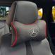 Купить Подушка на подголовник с логотипом Mercedes-Benz Экокожа 3D Цветной лого Черные-Красный кант 1 шт 91572 Подушки на подголовник - под шею