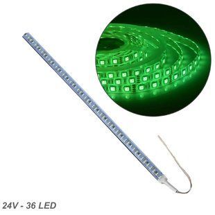 Купити Стрічка діодна алюміній 24V - 50 см - 1А 36LED - у силіконі ефект суцільної стрічки Зелене світло (5630) 95071 Світлодіодні стрічки