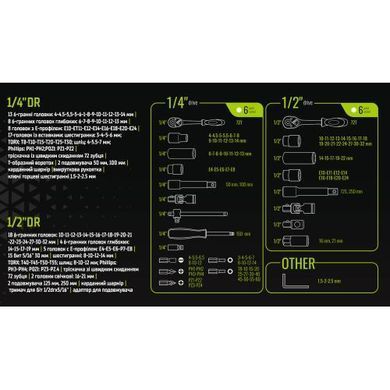 Купить Универсальный набор инструмента Alloid 1/4" & 1/2" 108 шт (6 гран) Трещотки 72 зубев (TS-108) 86202 Наборы инструментов