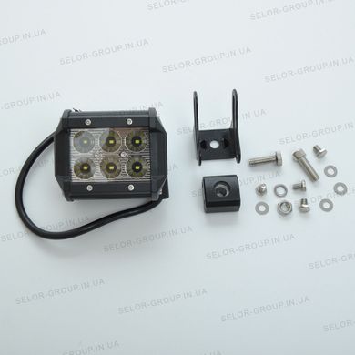 Купити Додаткова LED фара 18W (3W*6) 10-30V 95x75x60 mm Відблиск Близький Чорний 8706 Додаткові LЕD фари