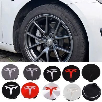 Купить Колпак колеса Tesla черный серебро 56 мм алюминий 1 шт OEM 600587900A (колпачок, заглушка диска) 94640 Колпачки на титаны