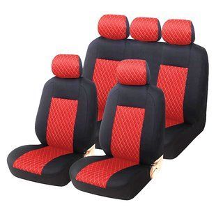 Купить Автомобильные чехлы B LUXE MAX Велюр под Алькантару (5 Подголовников) Красный Ромб 90853 Чехлы универсальные