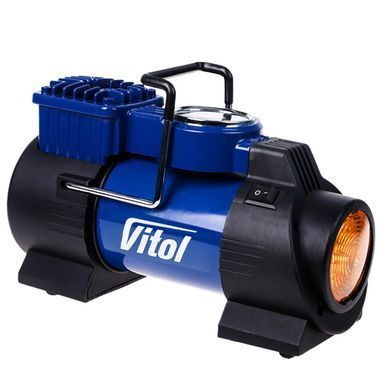 Купить Компрессор автомобильный Vitol 150psi 15Amp 40л Провод 3 м Шланг 1 м R13-16 Фонарь (K-60) 94595 Электрические автомобильные компрессоры