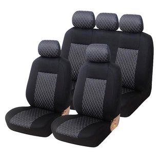 Купить Автомобильные чехлы B LUXE MAX Велюр под Алькантару (5 Подголовников) Черный Ромб 90854 Чехлы универсальные
