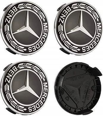 Купить Колпачки на литые диски Mercedes 75 / 70 мм Колосок Черный 1 шт (А1714000025) 90042 Колпачки на титаны