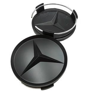 Купити Ковпачки маточини на титани Mercedes-Benz D75 мм Чорний матовий 1 шт 90329 Ковпачки на титани